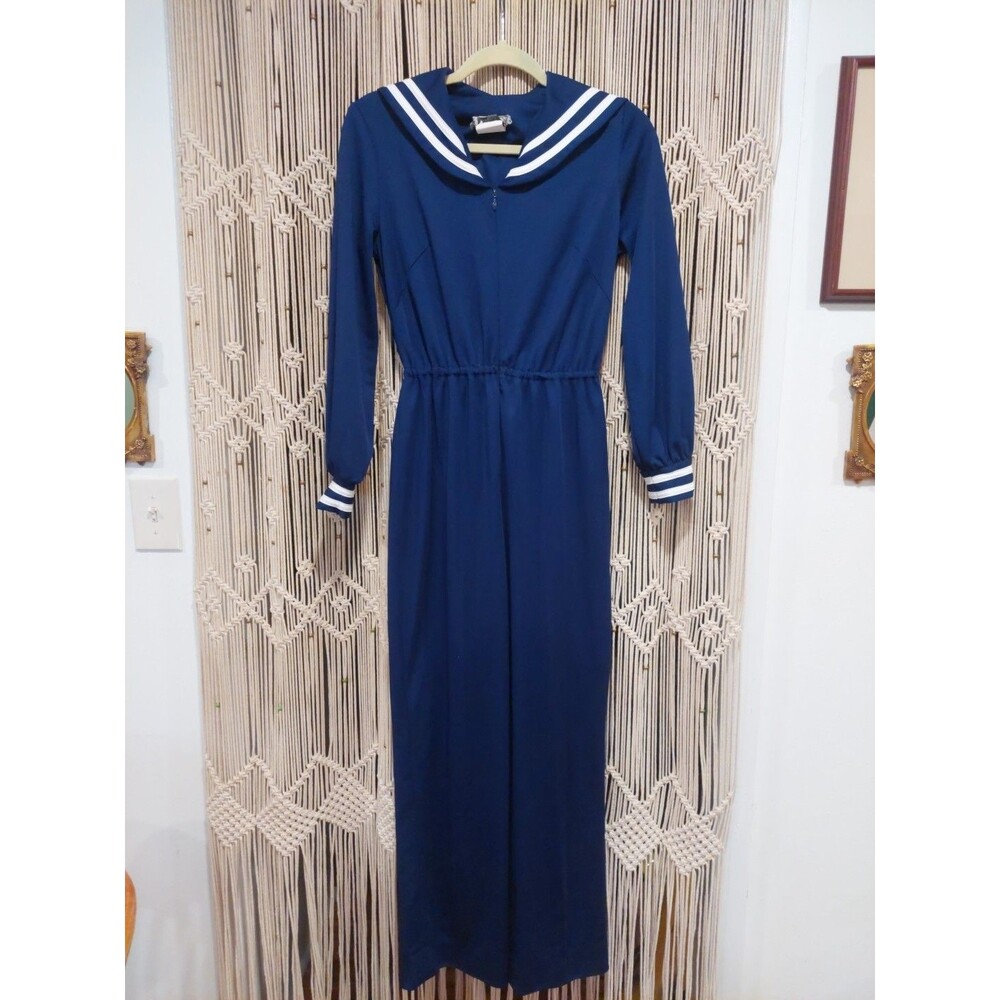Vintage The Rogue Navy Sailor Jumpsuit Long Sleeves Women Size 8